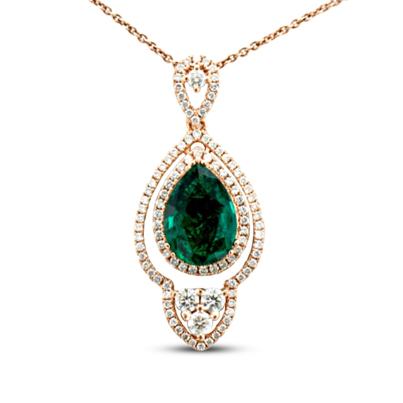 Main Image 1 of Le Vian Couture Emerald Necklace 5/8 ct tw Diamonds 18K Strawberry Gold 18&quot;