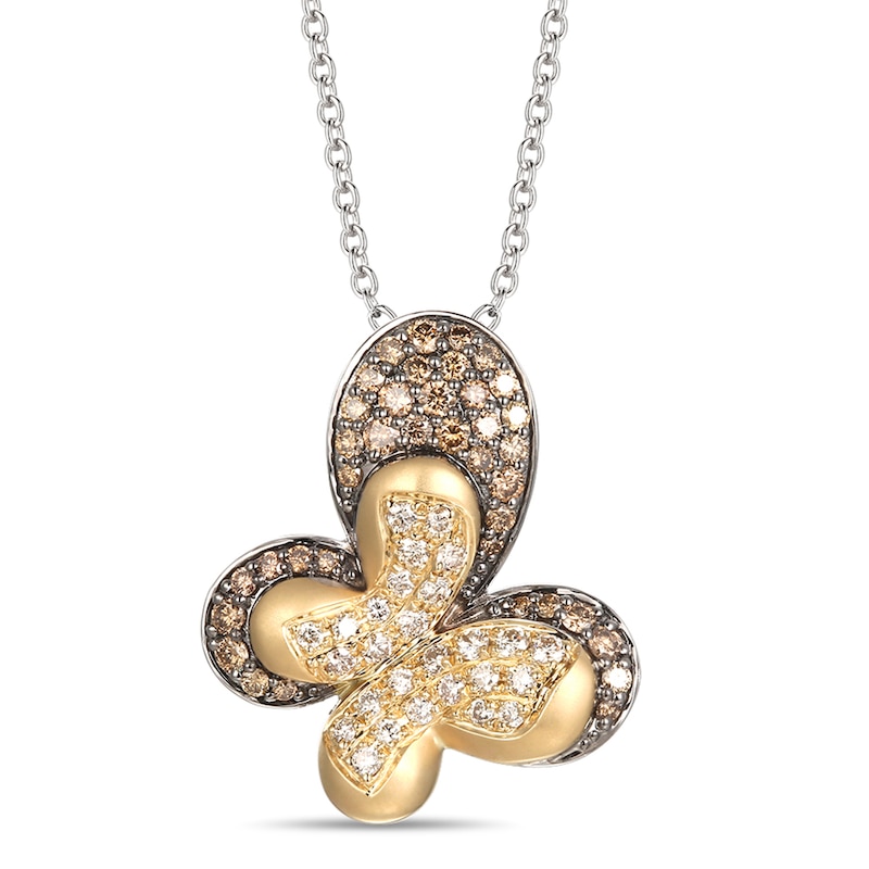 Le Vian Butterfly Necklace 7/8 ct tw Diamonds 14K Two-Tone Gold 18"