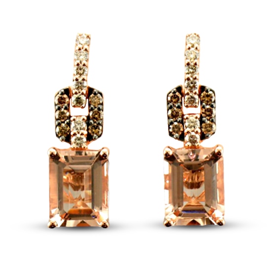 Le Vian Morganite Earrings 1/2 ct tw Diamonds 14K Strawberry Gold
