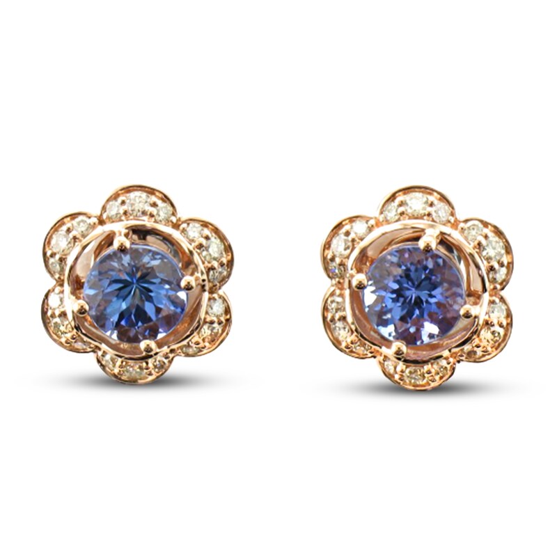 Le Vian Tanzanite Earrings 1/3 ct tw Diamonds 14K Strawberry Gold