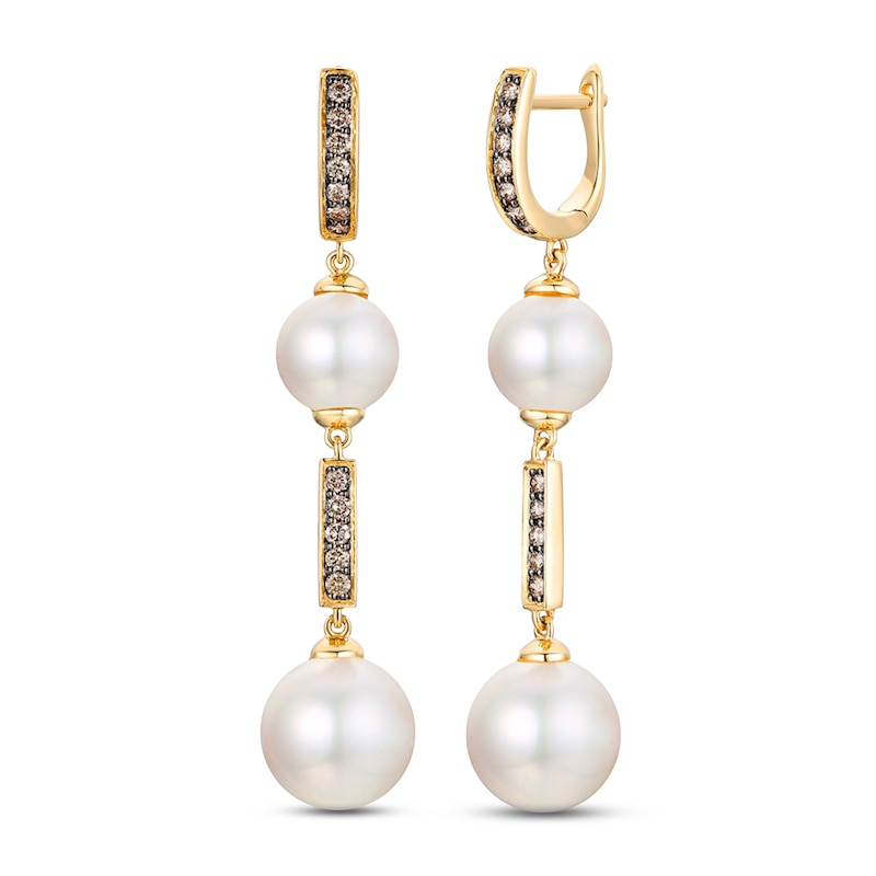 Le Vian Chocolatier Cultured Pearl Earrings 1/4 ct tw Diamonds 14K Honey Gold