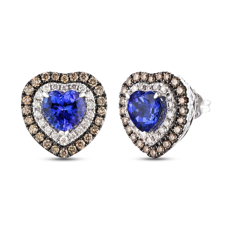 Main Image 1 of Le Vian Tanzanite Heart Earrings 3/4 ct tw Diamonds 14K Vanilla Gold