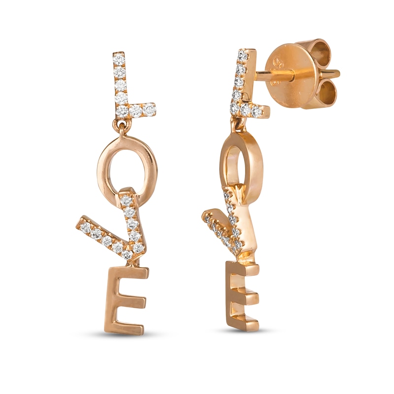 Le Vian Diamond Love Earrings 1/15 ct tw 14K Strawberry Gold