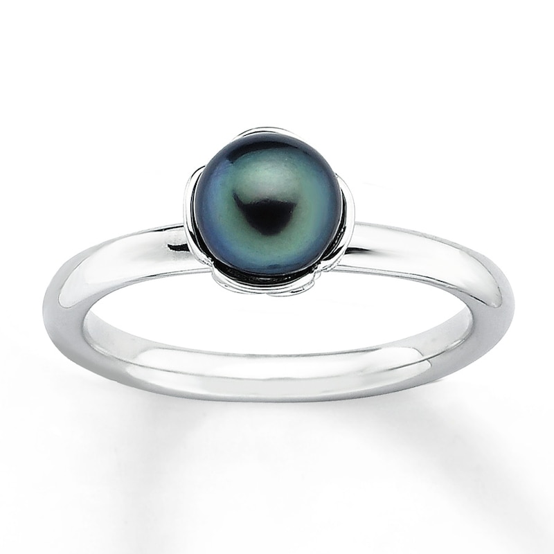 Main Image 1 of Stackable Ring Black Cultured Pearl Sterling Silver