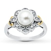 Thumbnail Image 1 of Cultured Pearl Ring 1/10 ct tw Diamond Sterling Silver & 10K Yellow Gold