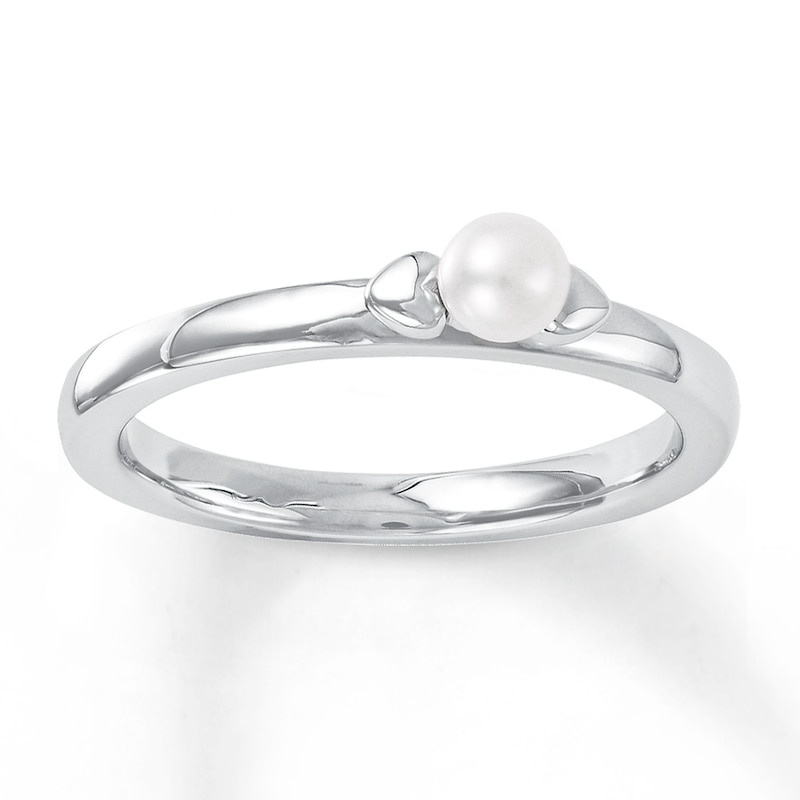 Main Image 1 of Stackable Heart Ring Cultured Pearl Sterling Silver