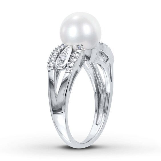 Thumbnail Image 3 of Cultured Pearl Ring 1/20 ct tw Diamonds Sterling Silver