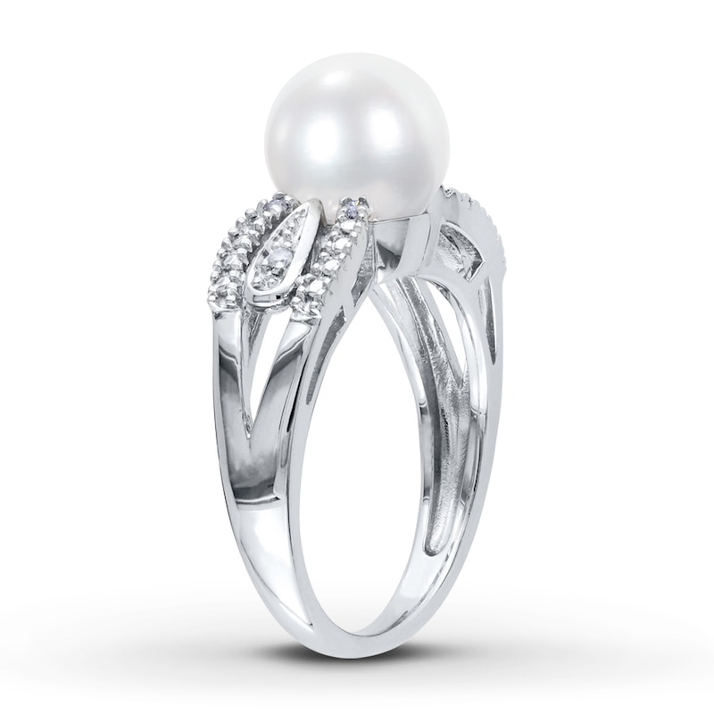 Main Image 3 of Cultured Pearl Ring 1/20 ct tw Diamonds Sterling Silver