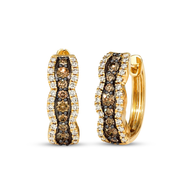 Le Vian Chocolate Waterfall Diamond Hoop Earrings 1 ct tw 14K Honey Gold