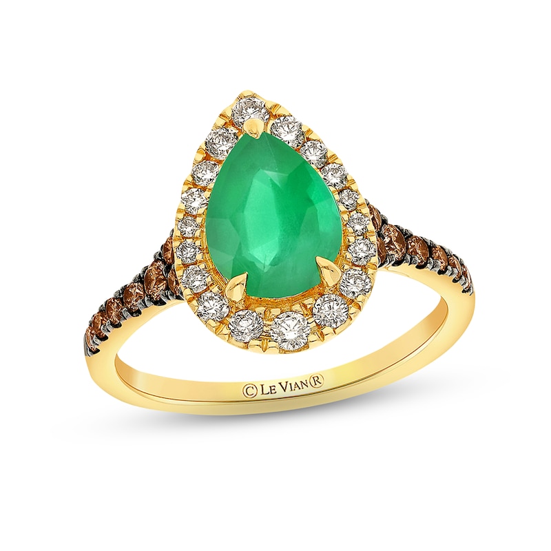 Main Image 1 of Le Vian Emerald Ring 1/2 ct tw Diamonds 14K Honey Gold - Size 7