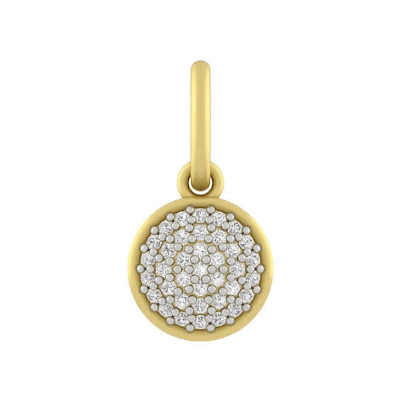 Sterling Silver or 10K Gold Diamond Disc Charm