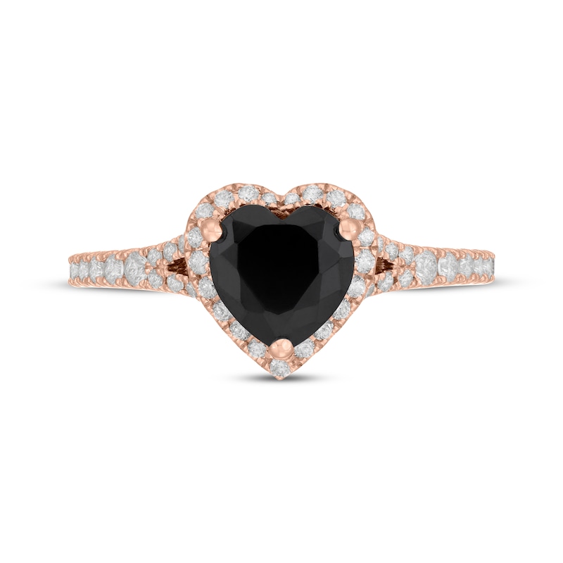 Main Image 3 of Neil Lane Heart-Shaped Black Diamond & White Diamond Engagement Ring 1-1/2 ct tw 14K Rose Gold
