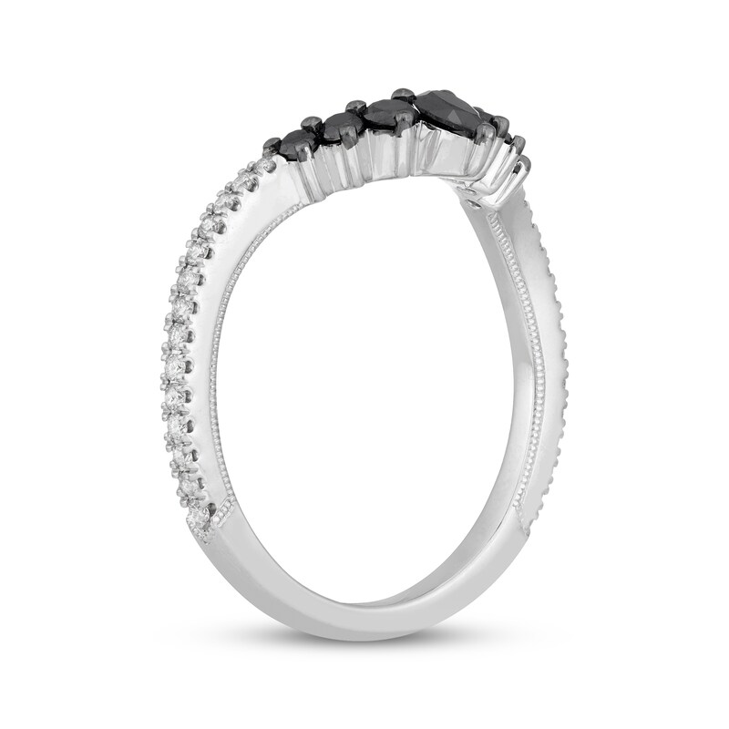 Neil Lane Black & White Diamond Wedding Band 3/8 ct tw Pear & Round-cut 14K White Gold