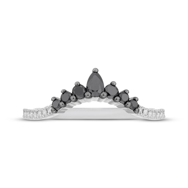 Neil Lane Black & White Diamond Wedding Band 3/8 ct tw Pear & Round-cut 14K White Gold