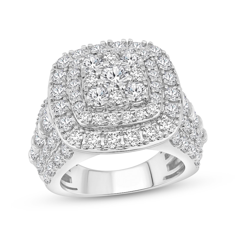 Multi-Diamond Center Engagement Ring 4 ct tw Round-cut 10K White Gold
