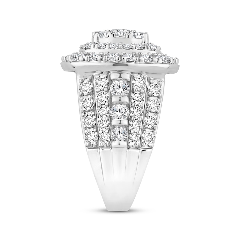 Multi-Diamond Center Engagement Ring 4 ct tw Round-cut 10K White Gold