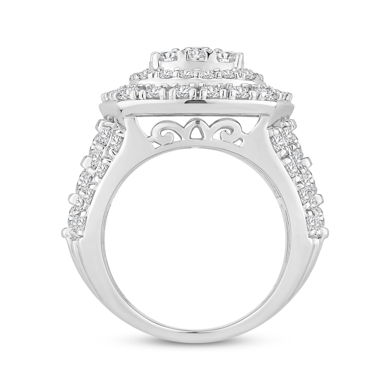 Multi-Diamond Center Engagement Ring 4 ct tw Round-cut 10K White Gold