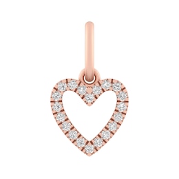 Sterling Silver or 10K Gold Cut-Out Heart Charm with Lab-Created White Sapphires