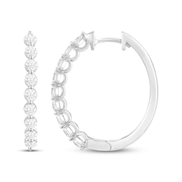 Lab-Created Diamonds by KAY Oval Hoop Earrings 1-1/2 ct tw 14K White Gold
