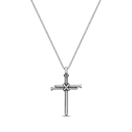 Men's Triple Nail Cross Necklace Stainless Steel 24"