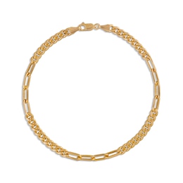 Cuban Paperclip Chain Bracelet 10K Yellow Gold 7.5&quot;