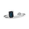 Thumbnail Image 1 of Emerald-Cut Natural Blue Sapphire & Diamond Deconstructed Ring 10K White Gold