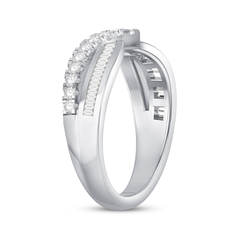 Main Image 2 of Now + Forever Baguette & Round-Cut Diamond Contour Enhancer Ring 1/2 ct tw 14K White Gold