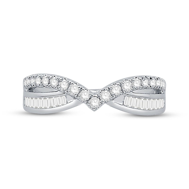 Main Image 3 of Now + Forever Baguette & Round-Cut Diamond Contour Enhancer Ring 1/2 ct tw 14K White Gold
