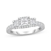 Thumbnail Image 0 of Diamond Three-Stone Engagement Ring 1 ct tw Princess & Round-cut 10K White Gold