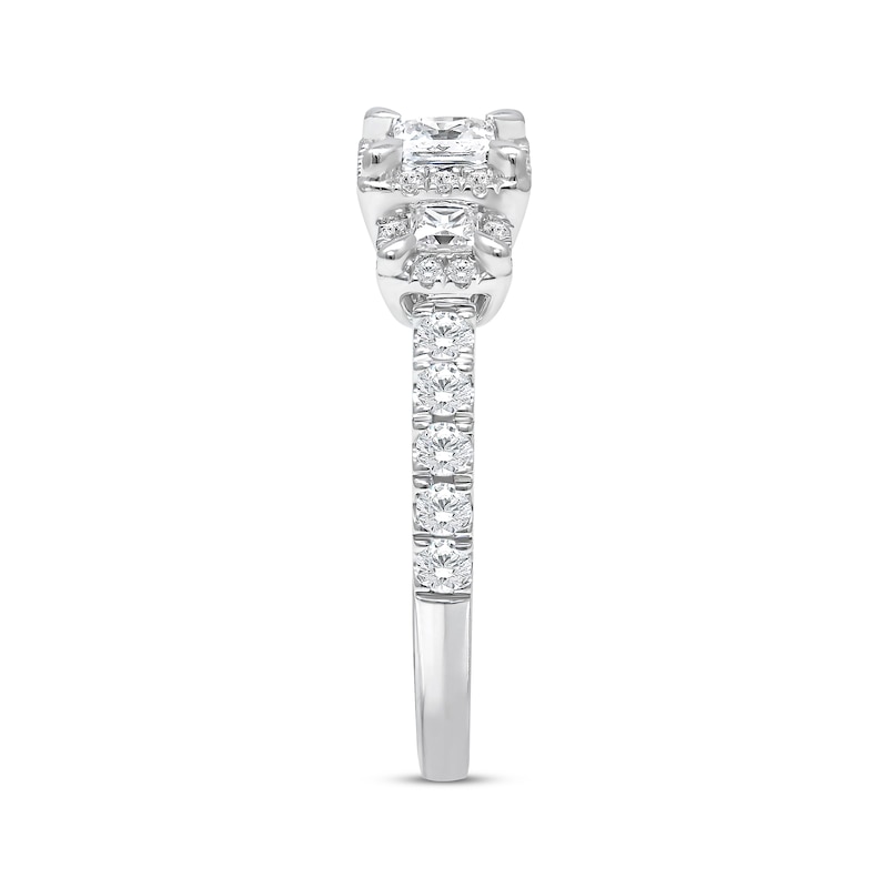 Diamond Three-Stone Engagement Ring 1 ct tw Princess & Round-cut 10K White Gold