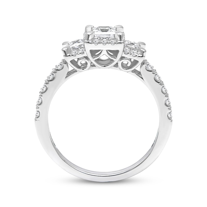 Diamond Three-Stone Engagement Ring 1 ct tw Princess & Round-cut 10K White Gold