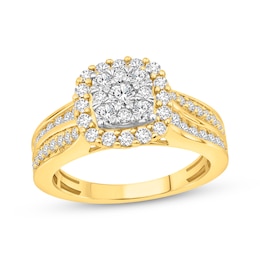 Now + Forever Multi-Diamond Center Engagement Ring 1 ct tw Round-cut 10K Two-Tone Gold