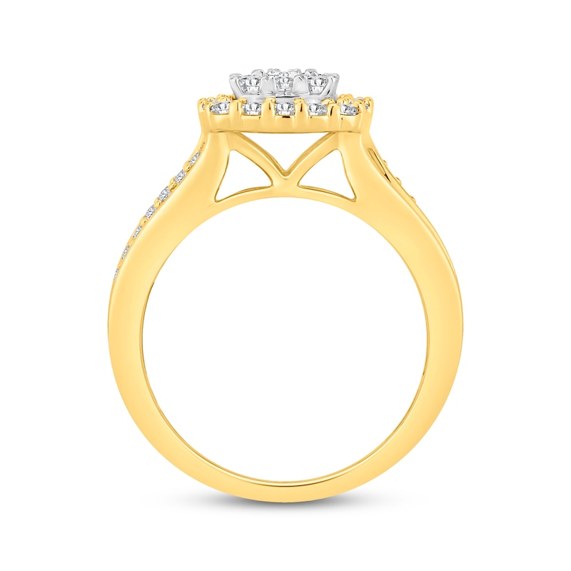 Main Image 3 of Now + Forever Multi-Diamond Center Engagement Ring 1 ct tw Round-cut 10K Two-Tone Gold