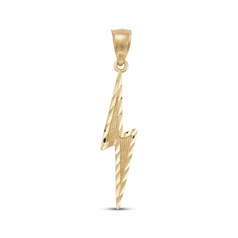 Main Image 1 of Men's Diamond-Cut Lightning Bolt Charm 10K Yellow Gold