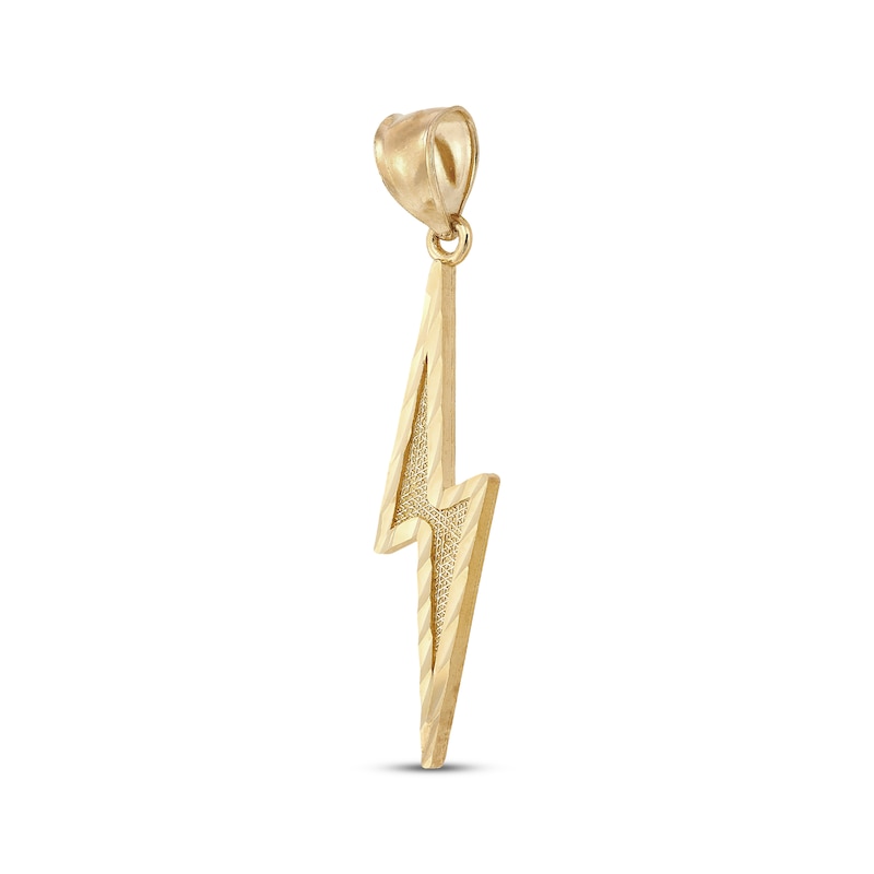 Main Image 2 of Men's Diamond-Cut Lightning Bolt Charm 10K Yellow Gold