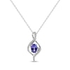 Oval-Cut Tanzanite & Diamond Swirl Necklace 1/20 ct tw Sterling Silver 18”