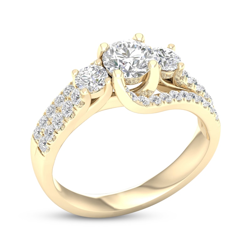Main Image 2 of Diamond Three-Stone Swirl Engagement Ring 1-1/4 ct tw 14K Yellow Gold