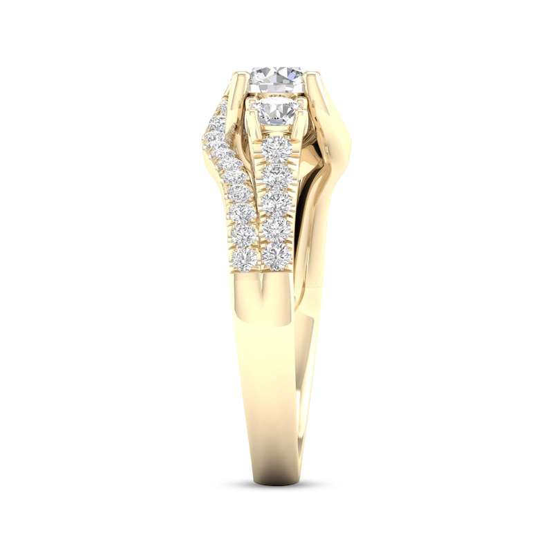 Main Image 3 of Diamond Three-Stone Swirl Engagement Ring 1-1/4 ct tw 14K Yellow Gold
