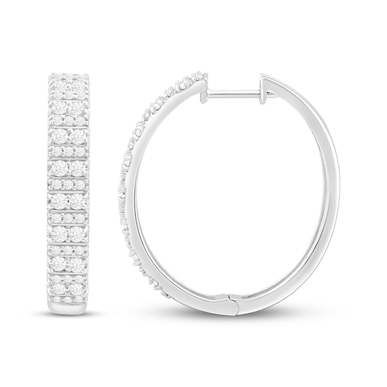 Kay Diamond Multi-Row Hoop Earrings 1 ct tw 10K White Gold
