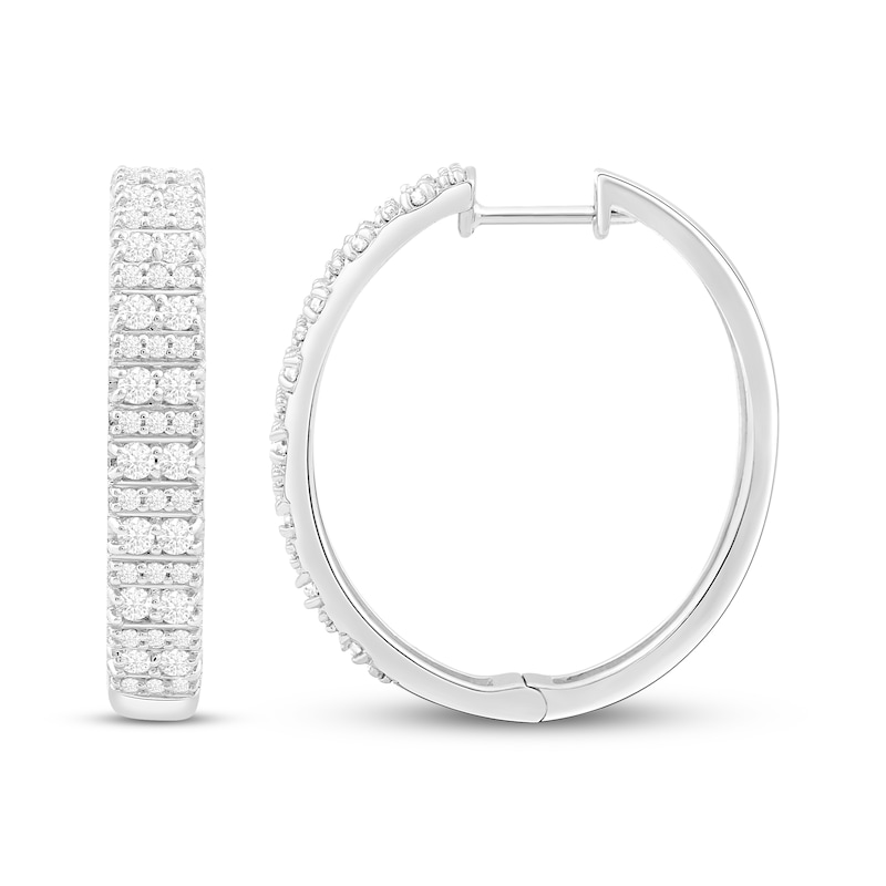 Diamond Multi-Row Hoop Earrings 1 ct tw 10K White Gold