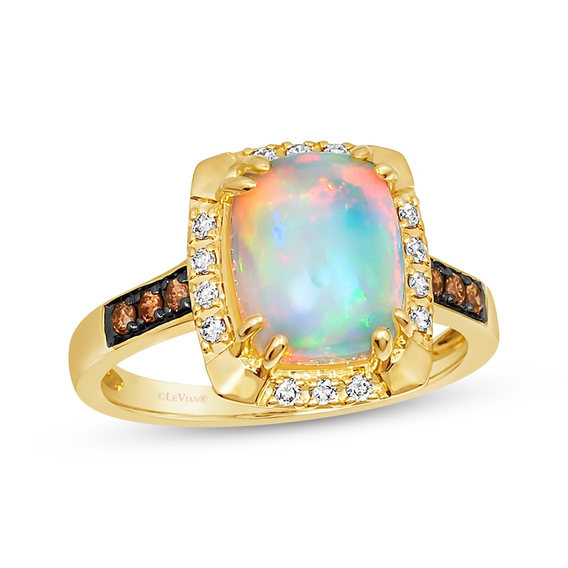 Main Image 1 of Le Vian Cushion-Cut Opal Ring 1/5 ct tw Diamonds 14K Honey Gold