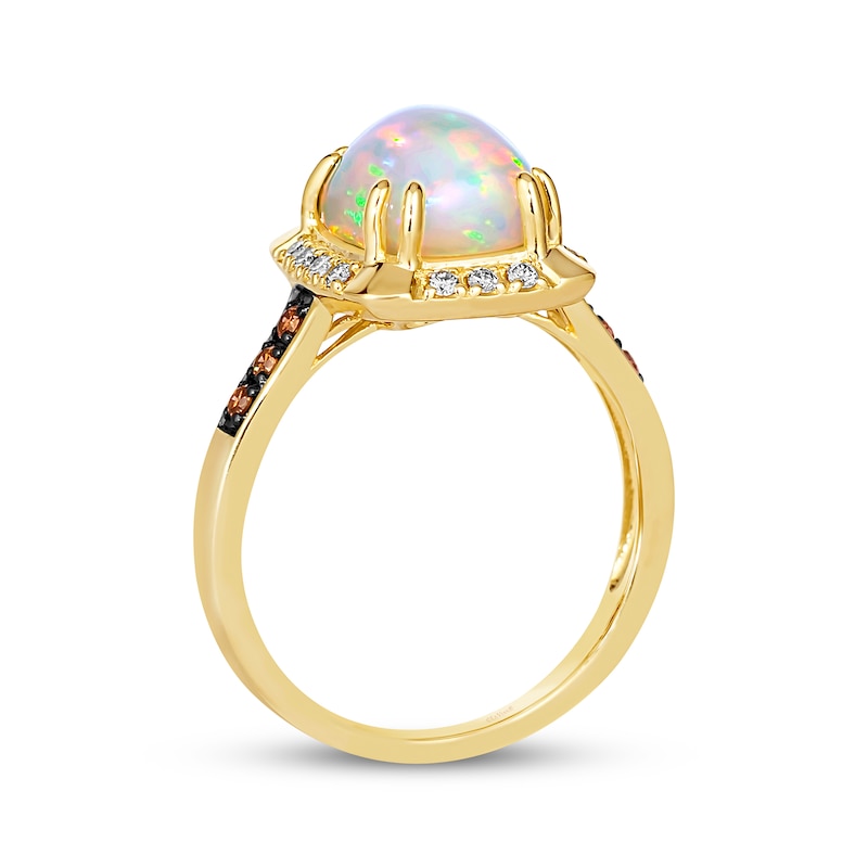 Main Image 3 of Le Vian Cushion-Cut Opal Ring 1/5 ct tw Diamonds 14K Honey Gold
