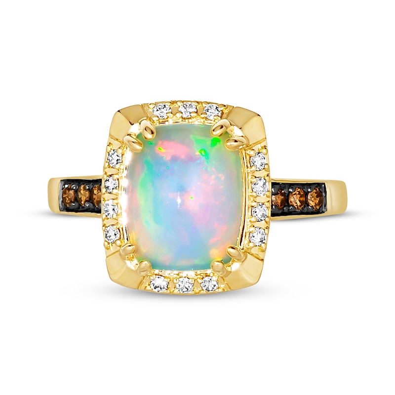 Main Image 4 of Le Vian Cushion-Cut Opal Ring 1/5 ct tw Diamonds 14K Honey Gold