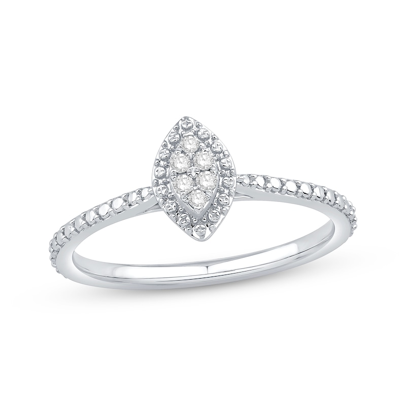 Multi-Diamond Center Marquise Frame Promise Ring 1/20 ct tw Sterling Silver