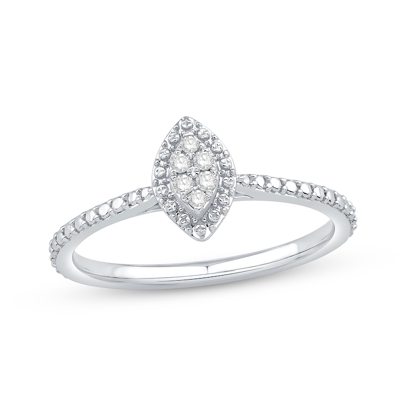 Multi-Diamond Center Marquise Frame Promise Ring 1/20 ct tw Sterling ...