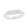 Thumbnail Image 1 of Diamond Three-Stone Halo Promise Ring 1/4 ct tw 10K White Gold