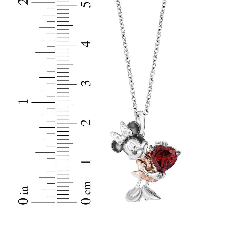 Main Image 3 of Disney Treasures Minnie Mouse Garnet & Diamond Accent Necklace Sterling Silver & 10K Rose Gold 19”