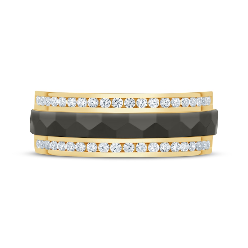 Main Image 3 of Now + Forever Men's Diamond Textured Wedding Band 1/2 ct tw 10K Yellow Gold