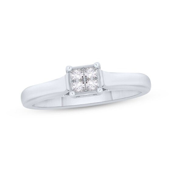 Princess-Cut Quad Diamond Promise Ring 1/4 ct tw 10K White Gold