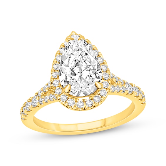 Lab-Grown Diamonds Pear-Shaped Engagement Ring 2-1/2 ct tw 14K Yellow Gold
